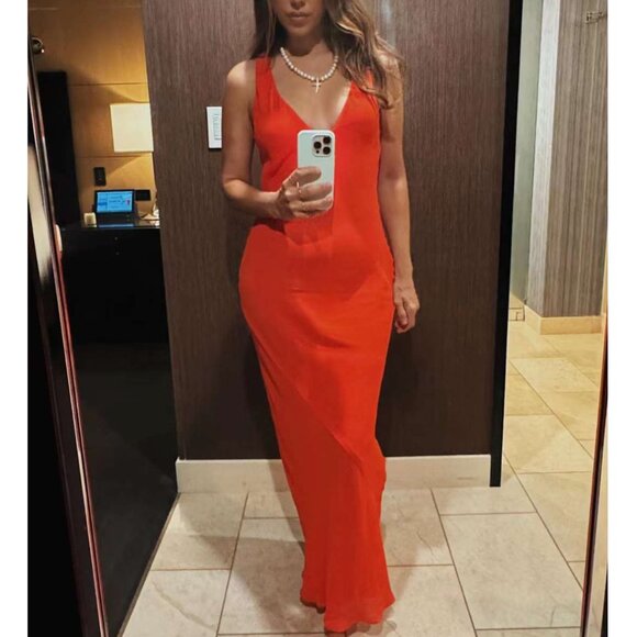 Reformation Dresses & Skirts - NEW Reformation Siana Dress Maxi V-Neck Dress Sz4 Paprika Orange